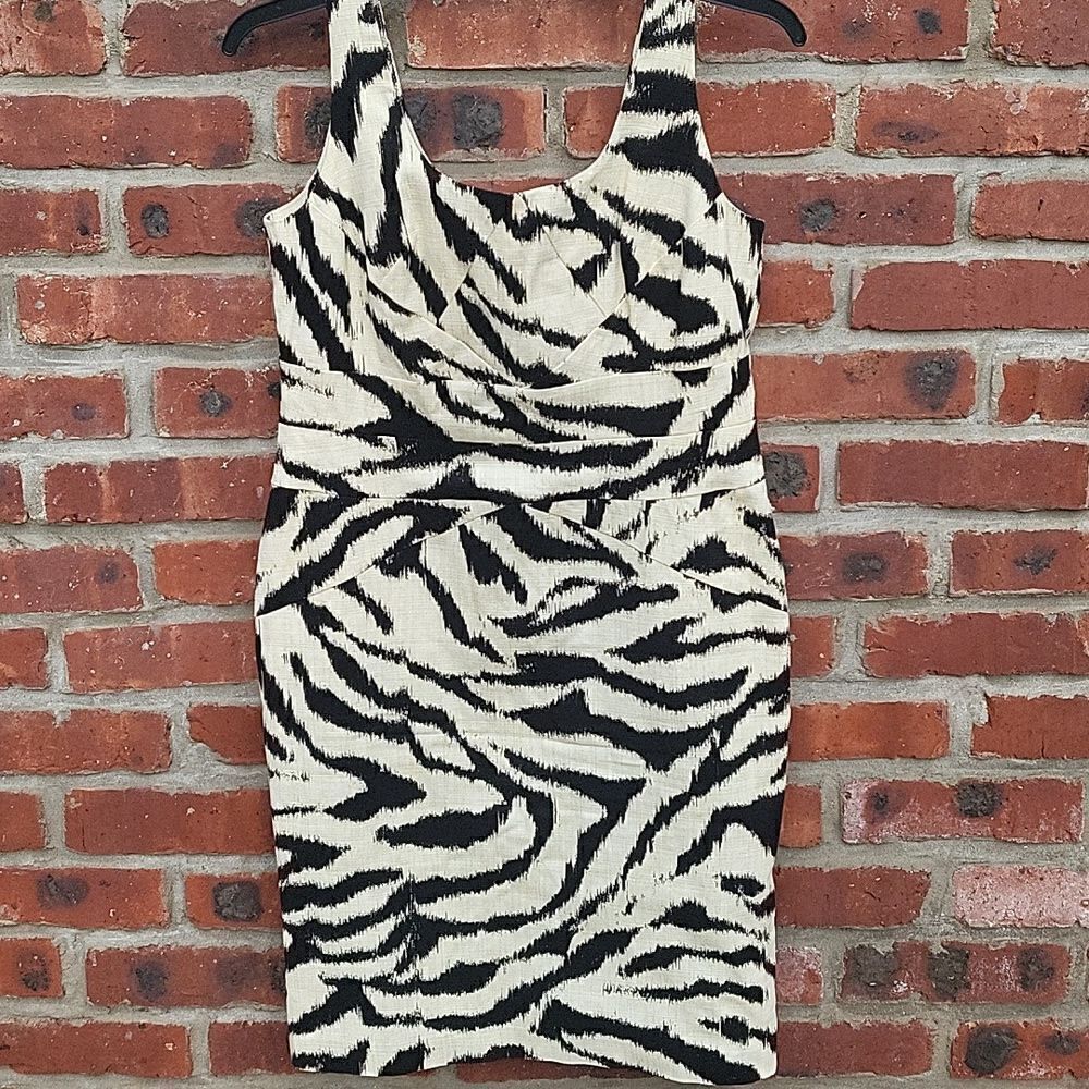 MK cream black and white dress
